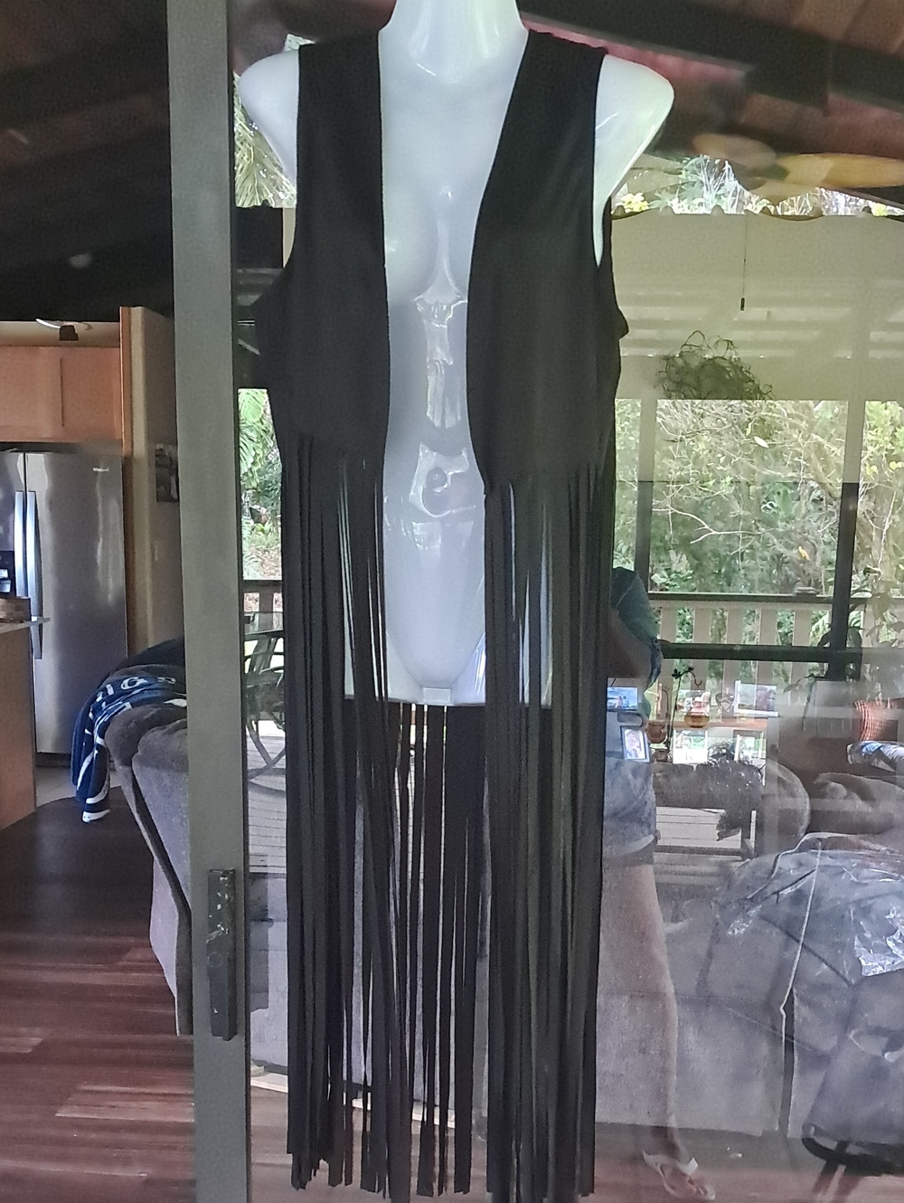 Black Fringe Sleeveless Vest
